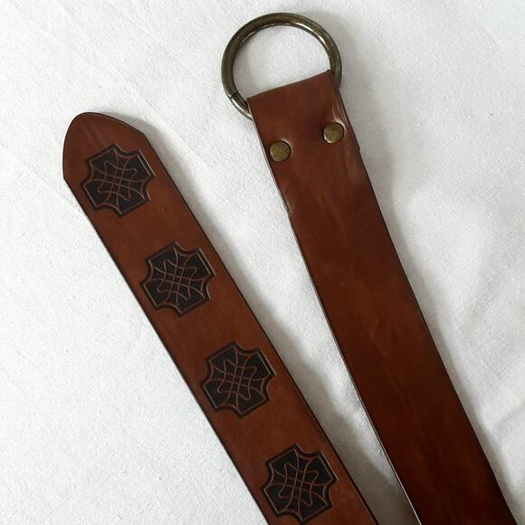 Ultra Long Costume Belt OS Medieval Warrior Style Walnut Brown Faux Leather - Picture 4 of 8